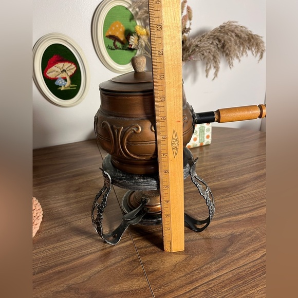 Vintage 70s Fondue Set - Copper & Cast Iron - Picture 12 of 13